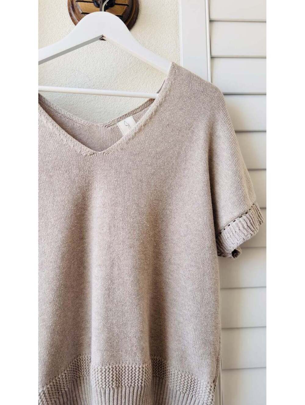 Joie V-Neck Short Sleeve Cotton Knit Sweater Top Size L - Picture 3 of 9